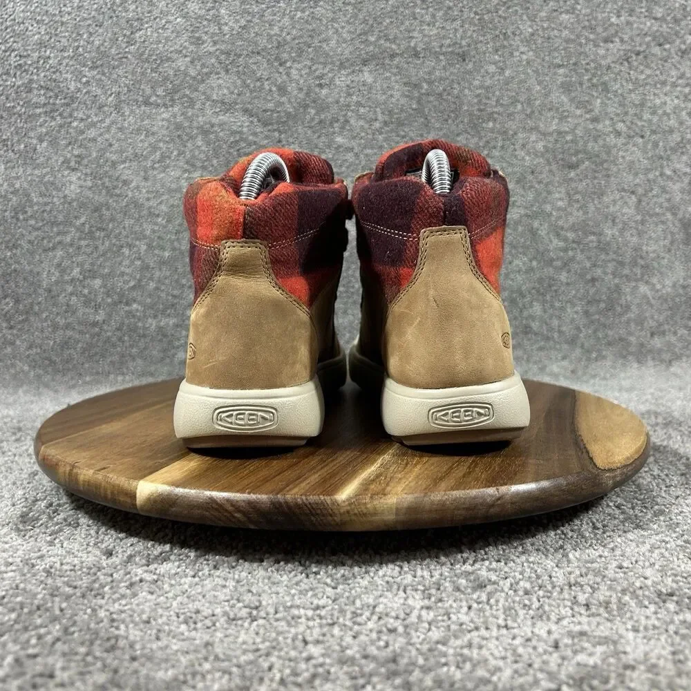 Keen Elena Mid Women’s Size 5 Brown Leather Red Plaid Casual Winter Shoes Used